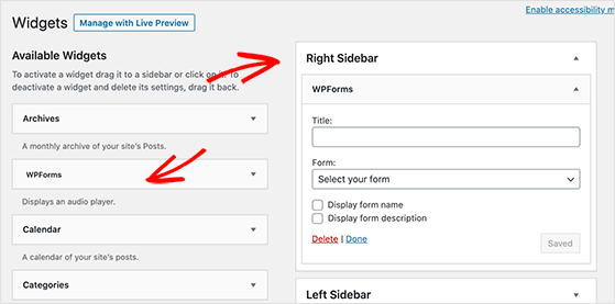 how to add contact form WordPress sidebar 