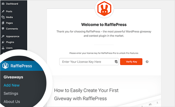 Add a new RafflePress giveaway in WordPress