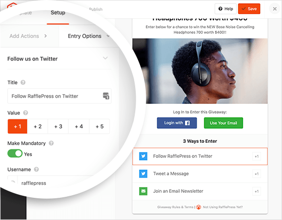 edit your twitter giveaway entry options