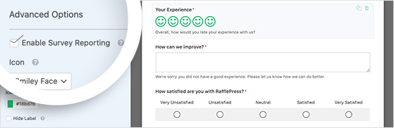 Enable survey reporting for only individual form fields