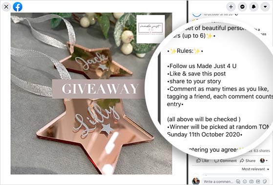 Create your facebook flash giveaway rules