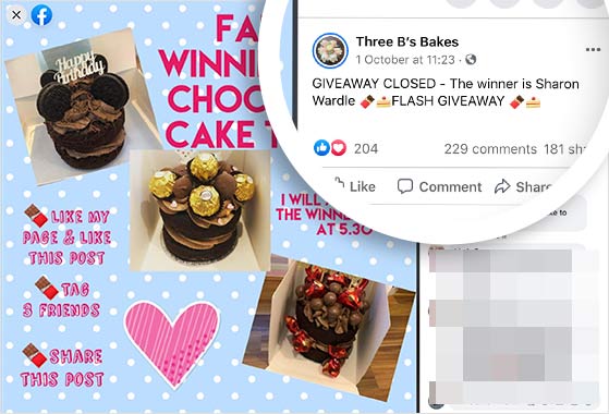 giveaway winner announcement social media post