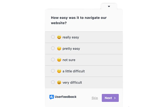 Feedback survey in UserFeedback