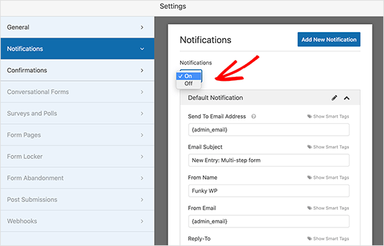 configure your form notification settings