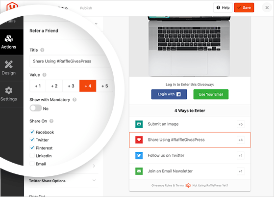 configure your entry actions