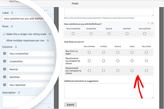 Likert scale customization settings for WordPress surveys