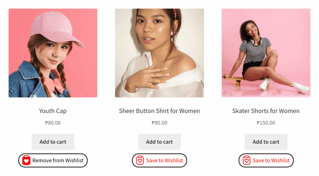 product-page-buttons-stw - RafflePress SaveTo Wishlist product page buttons on WooCommerce website