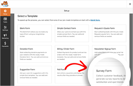 how to create a survey on WordPress with a survey form template