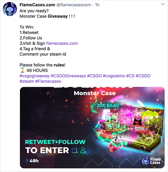 Twitter giveaway entry requirements