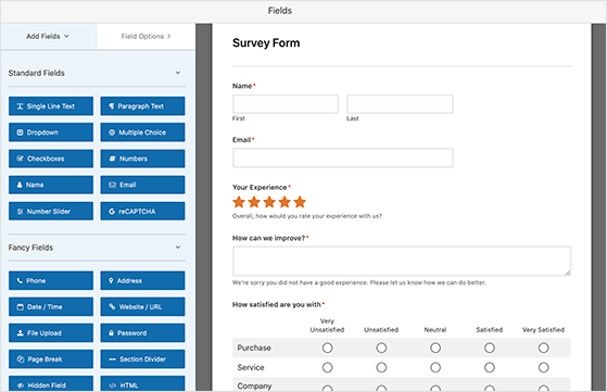 WordPress survey form builder