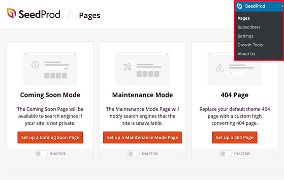 SeedProd dashboard area