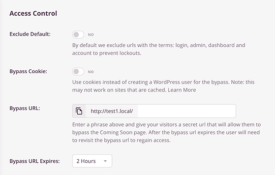 WordPress maintenance mode access controls