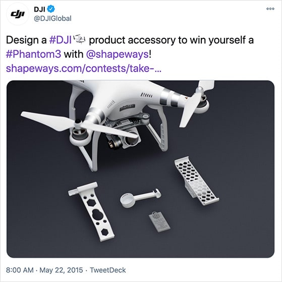 Design a product twitter giveaway example