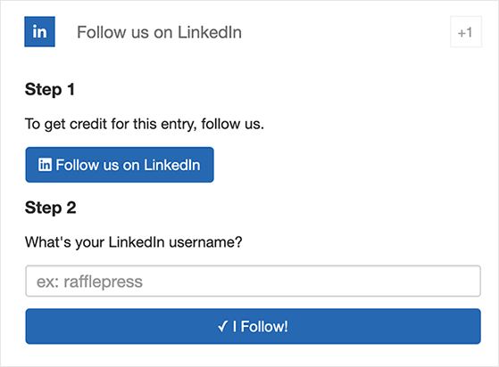 RafflePress follow on LinkedIn giveaway action