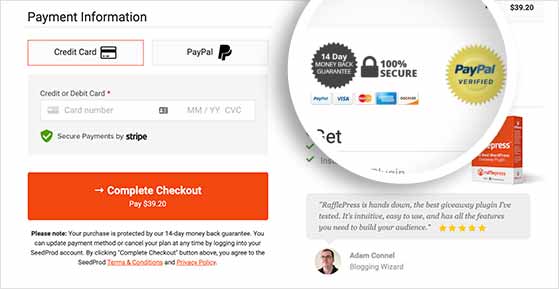 Reduce shopping cart abandonment with trust badges on checkout pages