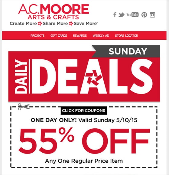 ACmoore email newsletter coupons