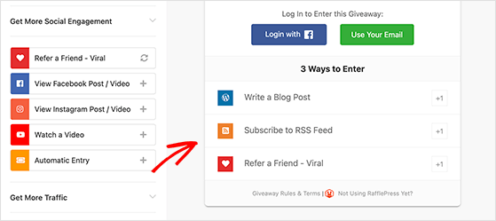 add bonus entry methods to you affiliate contest widget