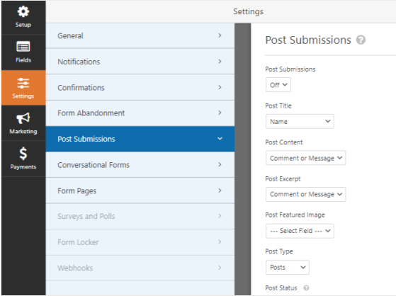 WPForms post submissions