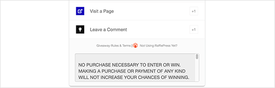 RafflePress in-widget giveaway rules