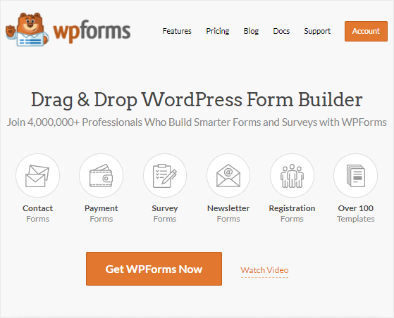WPForms Homepage review