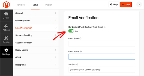 Require giveaway participants to verify their email address