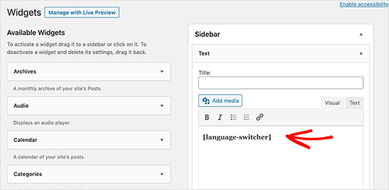 Language switcher shortcode