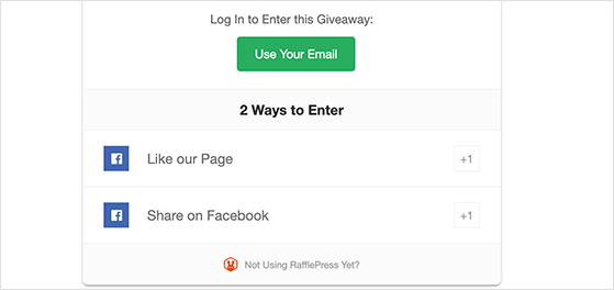 Facebook like and share giveaway entry actions