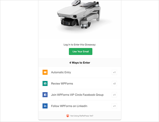 WPForms monthly giveaway actions in RafflePress