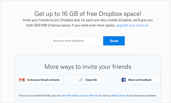Dropbox refer a friend program example