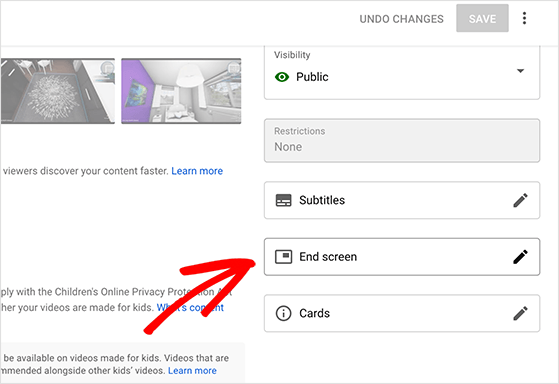 Edit youtube video end screen