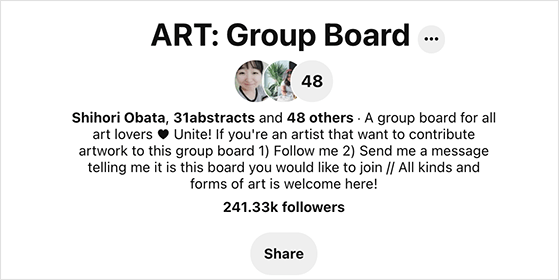 Instructions to join Pinterest group board