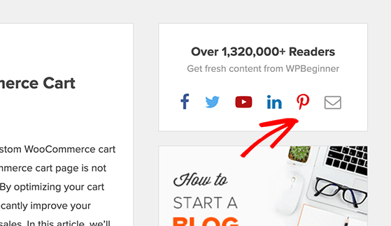 Add a pinterest follow button to your website