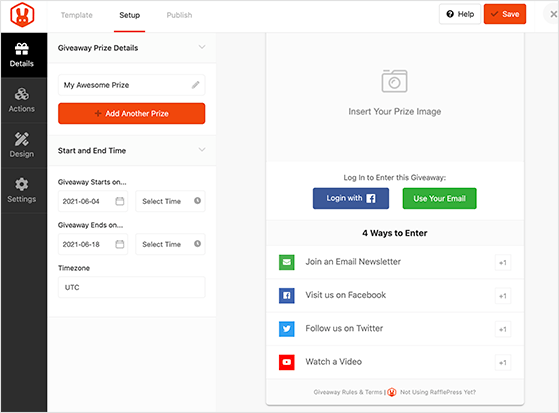 Giveaway Entry Form Template