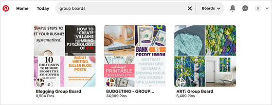 Look for relevant group boards to join to get followers on Pinterest