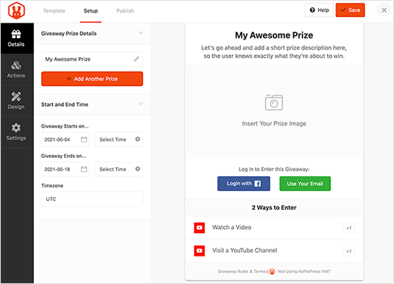 RafflePress YouTube giveaway template