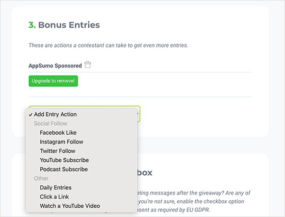 KingSumo bonus giveaway entries