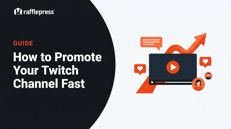 Guide banner for promoting a Twitch channel fast, showing a live stream player with a rising follower growth arrow