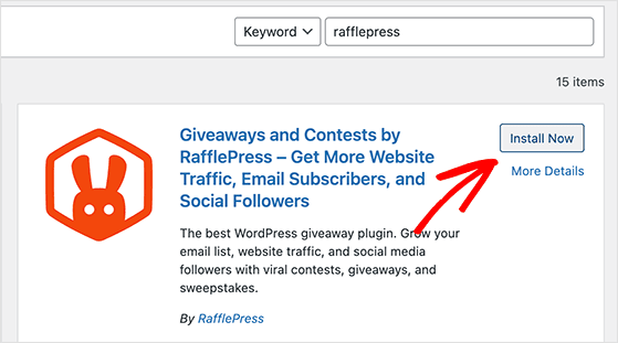 Install unlimited free trial rafflepress plugin