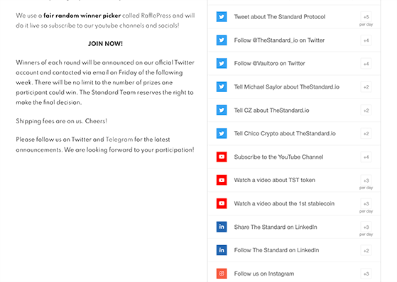 TST giveaway actions