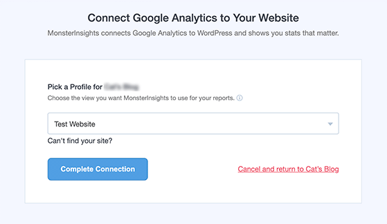 Select your Google Analytics property