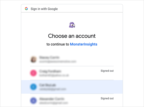 Connect monsterinsights to your google account