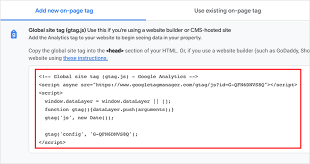 copy  your Google Analytics tracking code