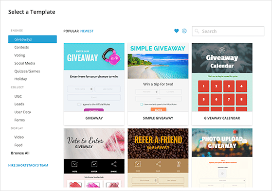 Shortstack contest templates