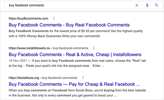 buy facebook comments google search