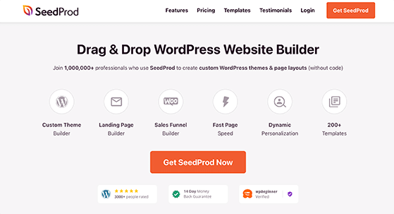 SeedProd WordPress website builder with MailerLite integrations