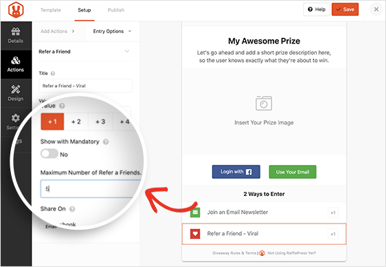 limit refer a friend giveaway entries in rafflepress