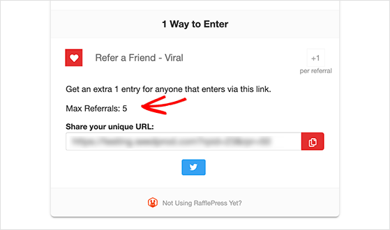 Limit giveaway referrals rafflepress