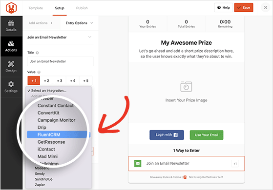 RafflePress FluentCRM integration