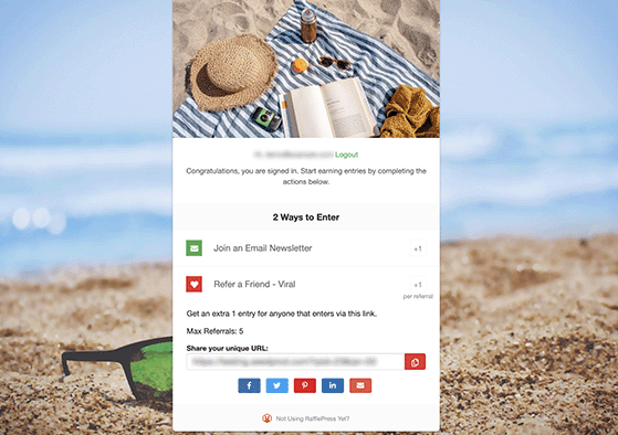 viral refer a friend giveaway with rafflepress