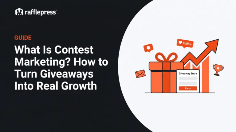 Guide banner with the headline 'What Is Contest Marketing? How to Turn Giveaways Into Real Growth' and an orange gift illustration on the right.